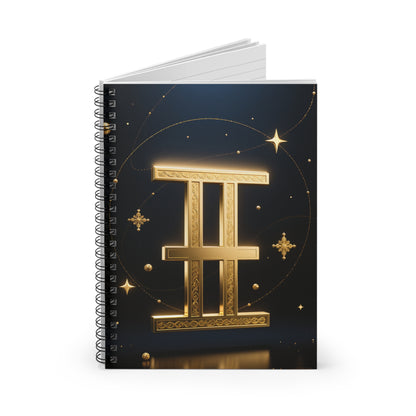 Gemini Zodiac Spiral Notebook — Gold Constellation Ruled Journal by Grace Canvas Shop