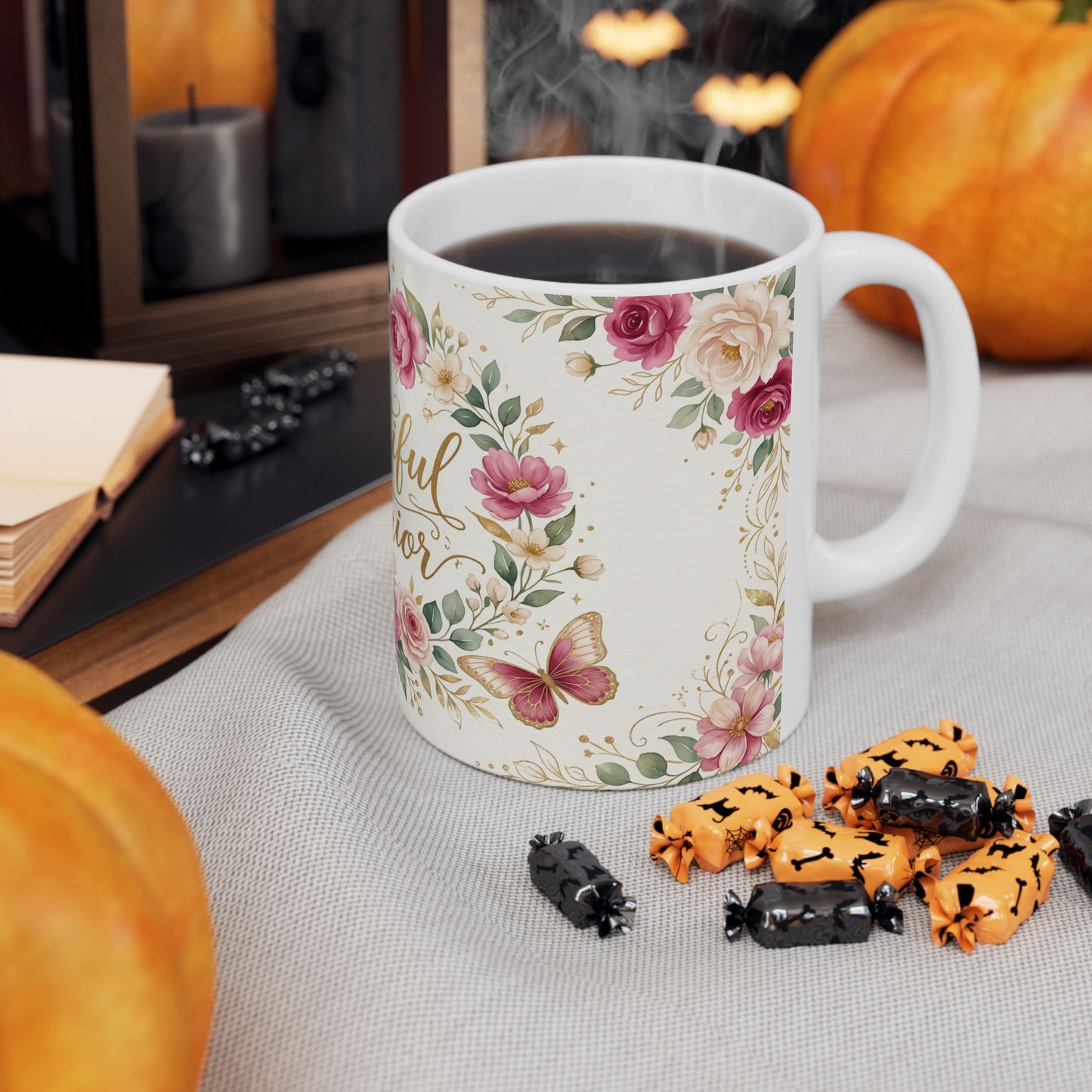 Beautiful Warrior Floral Ceramic Coffee Cup (11oz, 15oz)
