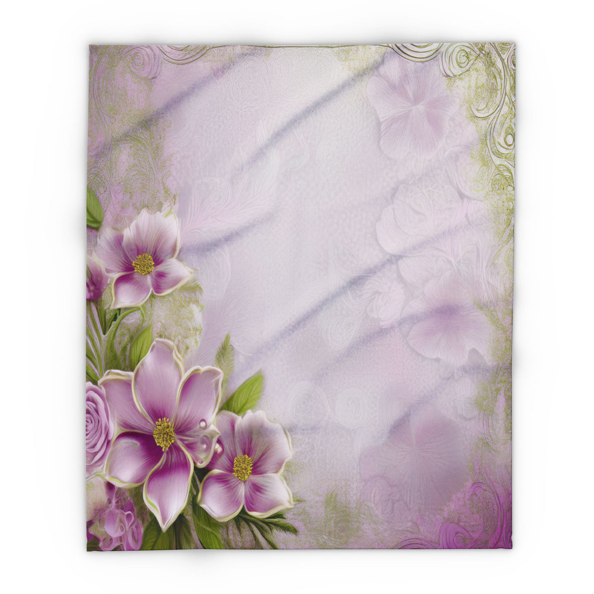 Floral Pink Vintage Fleece Blanket
