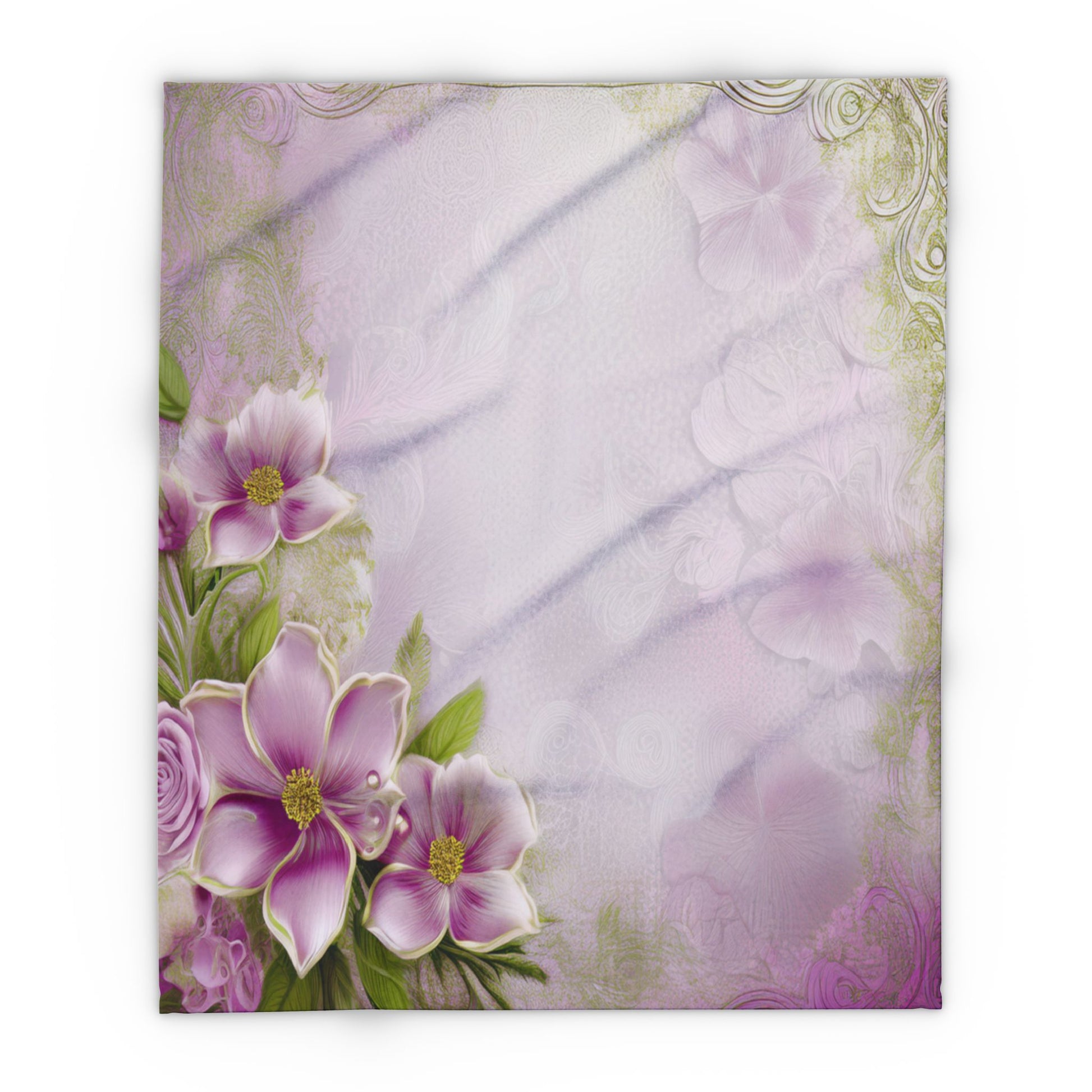 Floral Pink Vintage Fleece Blanket