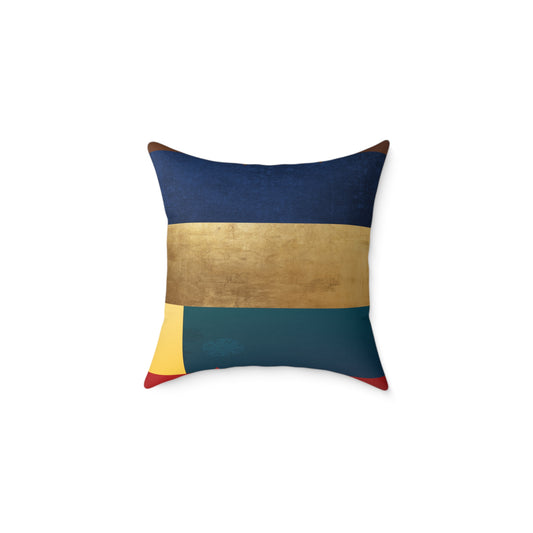Abstract Color Block Square Pillow — Modern Geometric Decorative Throw Pillow by Grace Canvas Shop