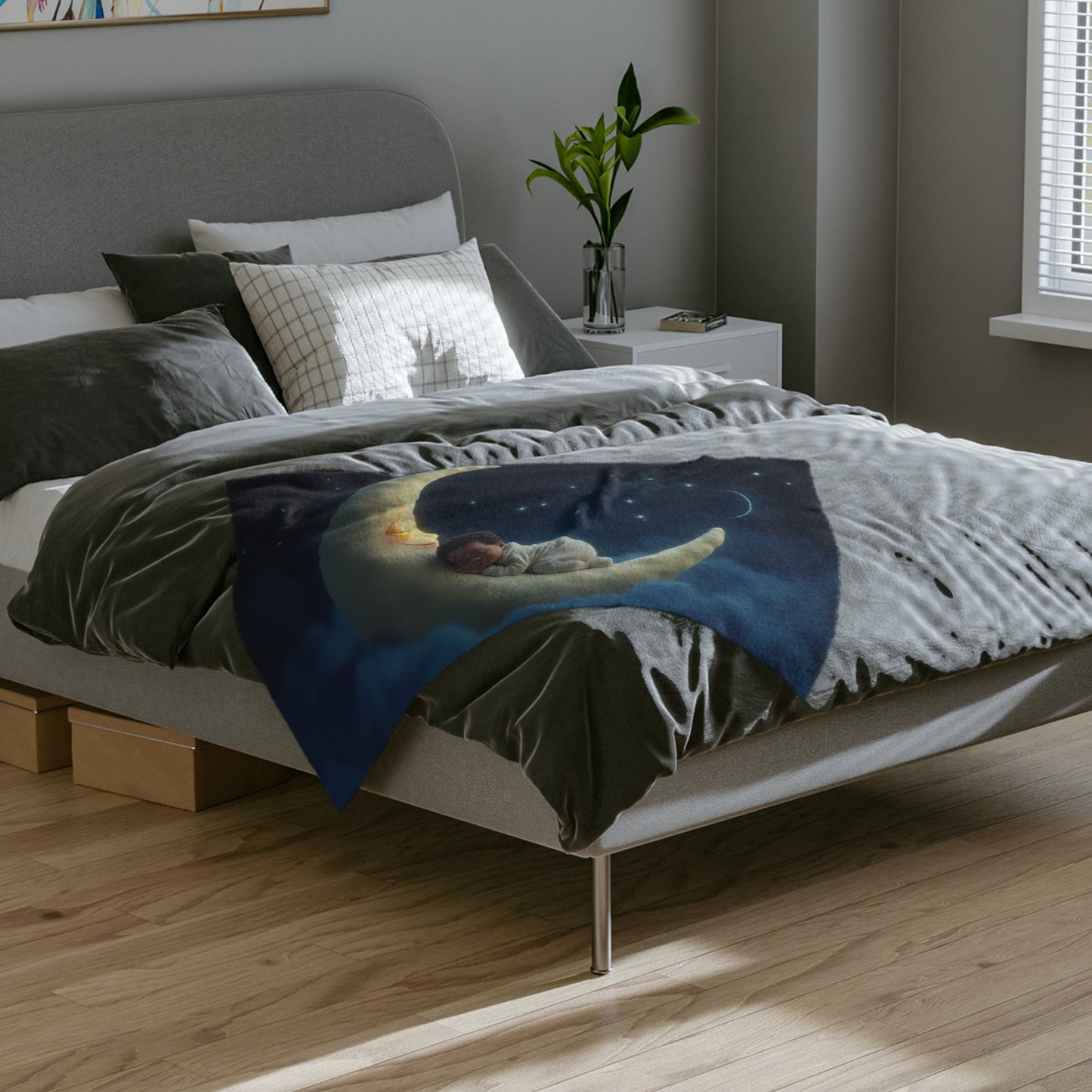 Baby Boy Moon Sleep Plush Blanket