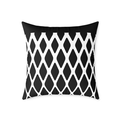 Geometric Black & White Throw Pillow — Modern Lattice Square Cushion