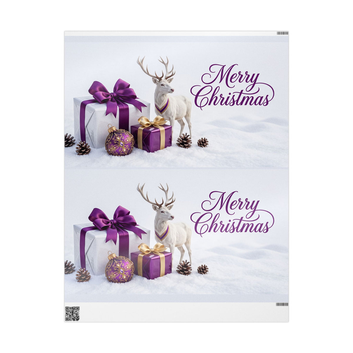 Merry Christmas Reindeer & Purple Gift Wrapping Paper