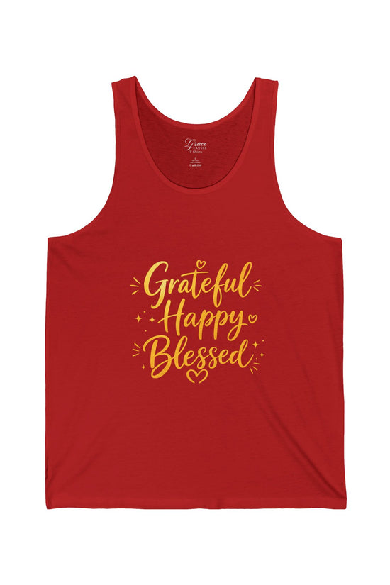 Grateful Happy Blessed Tank Top - Inspirational Faith Graphic Jersey Tank