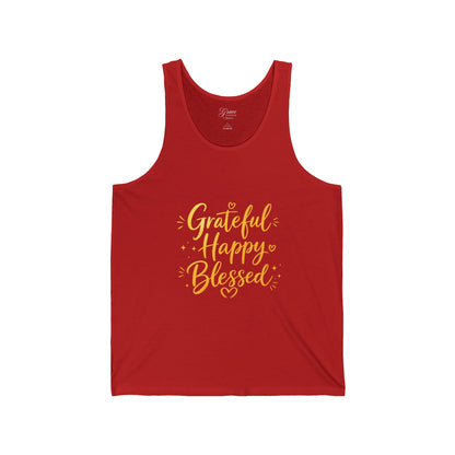 Grateful Happy Blessed Tank Top - Inspirational Faith Graphic Jersey Tank