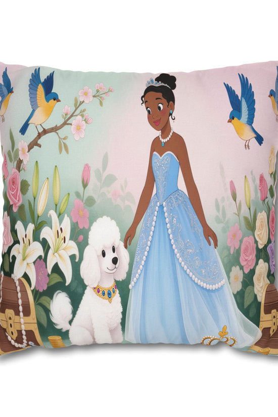 Princess & Poodle Spun Polyester Square Pillowcase by Grace Canvas Shop