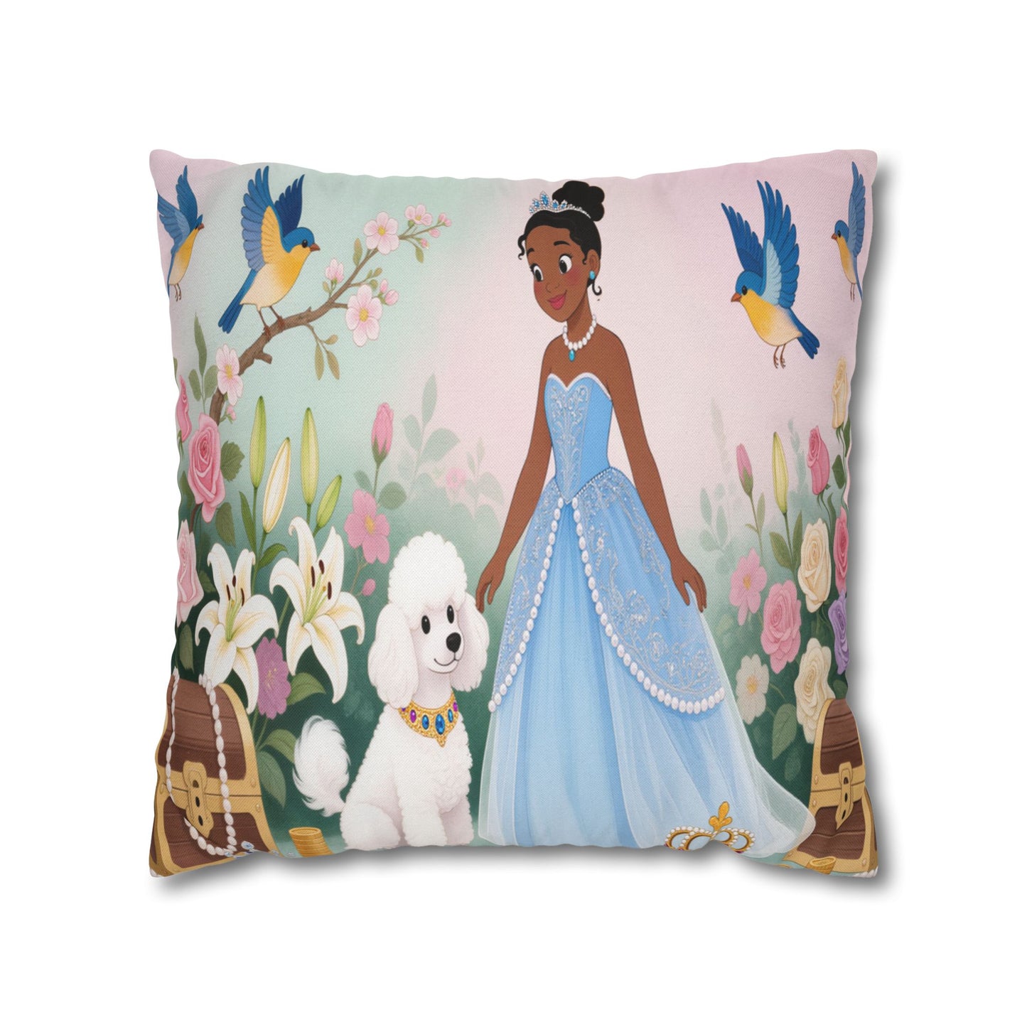 Princess & Poodle Spun Polyester Square Pillowcase