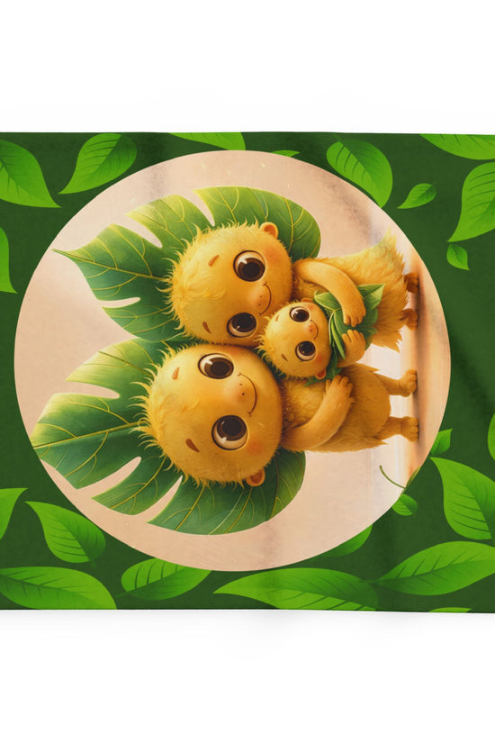 Cute Leaf Sprite Family Fleece Blanket — Cozy Green Nature Throw for Kids & Nursery by Grace Canvas Shop