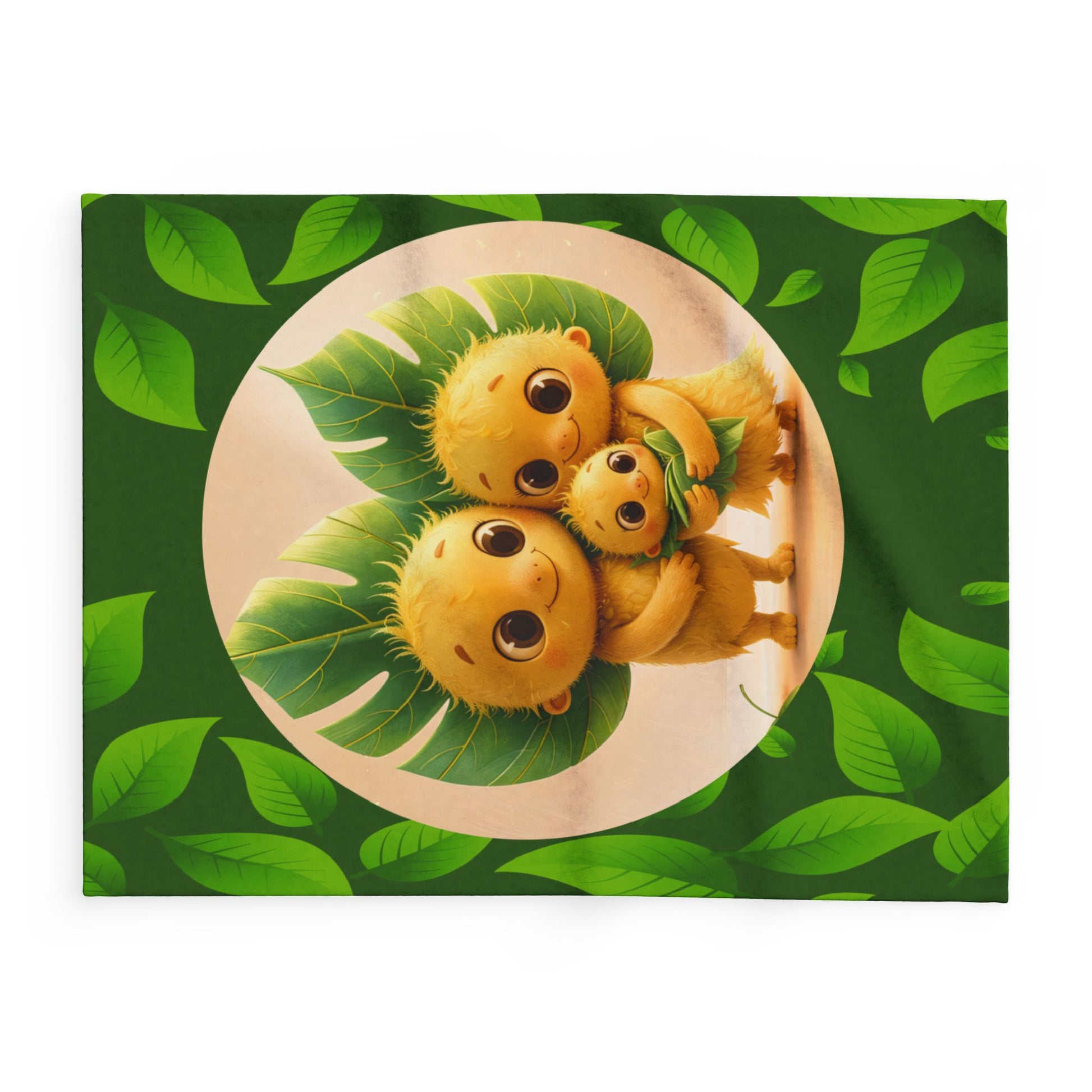 Cute Leaf Sprite Family Fleece Blanket — Cozy Green Nature Throw for Kids & Nursery by Grace Canvas Shop