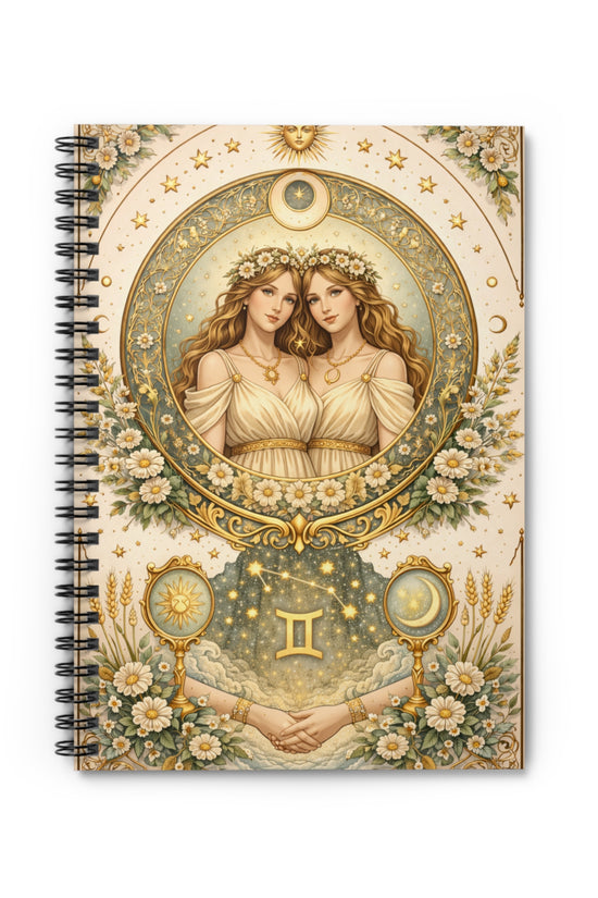 Celestial Gemini Spiral Ruled Journal by Grace Canvas Shop