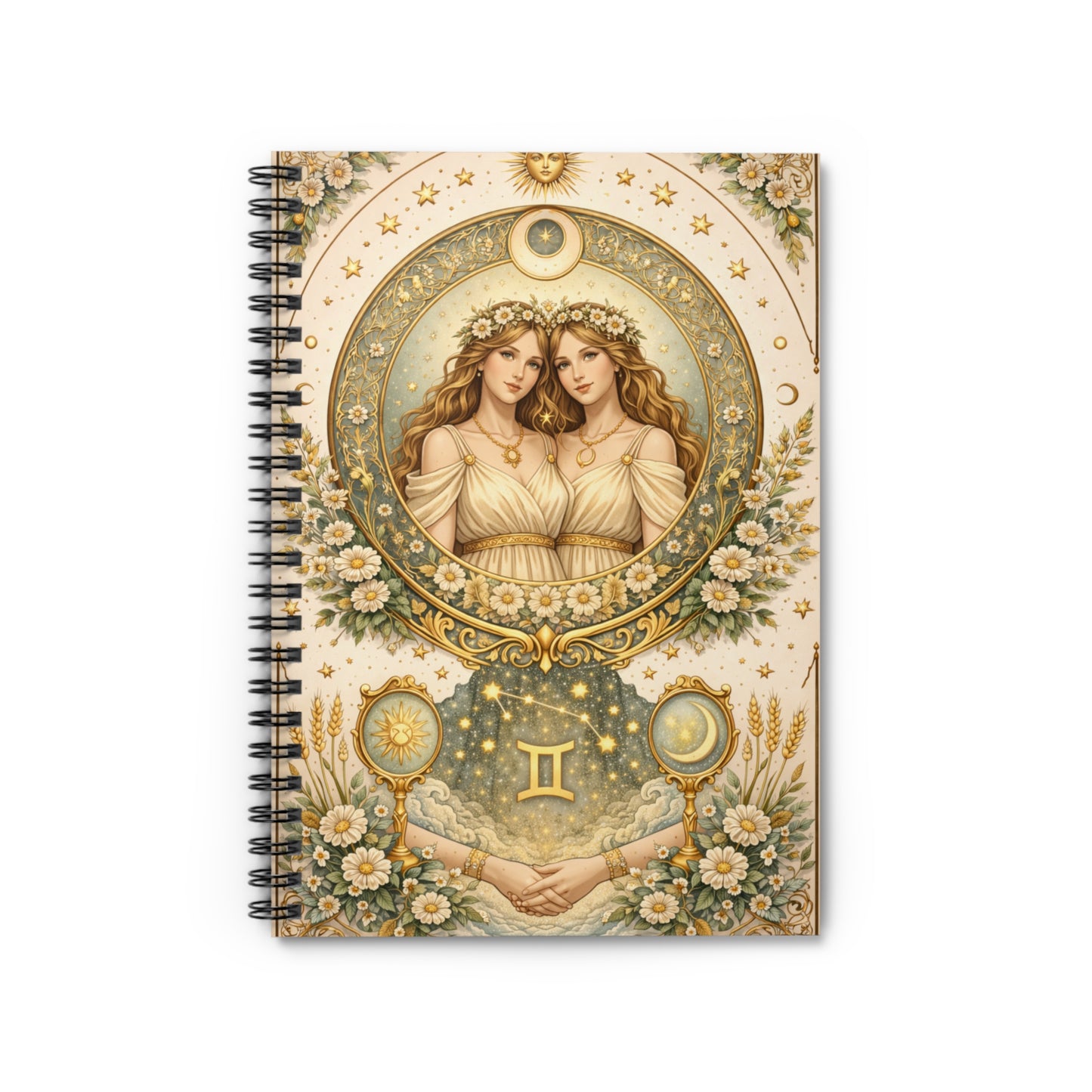 Celestial Gemini Spiral Ruled Journal