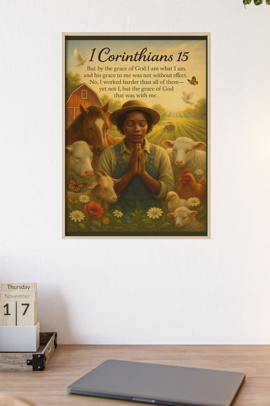 1 Corinthians 15 Prayer Farm Poster — Framed Inspirational Bible Verse Wall Art