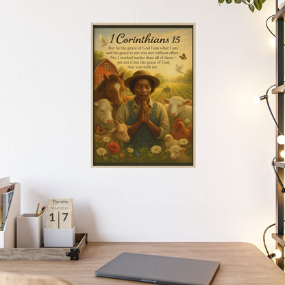 1 Corinthians 15 Prayer Farm Poster — Framed Inspirational Bible Verse Wall Art