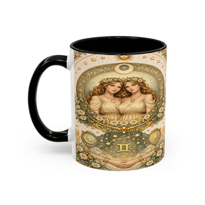 Celestial Gemini Vintage Art Nouveau Coffee Mug