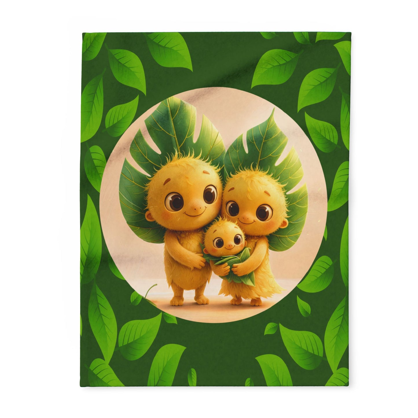 Leaf Family Fleece Blanket — Cute Forest Creature Plush Throw for Kids & Nursery by Grace Canvas Shop