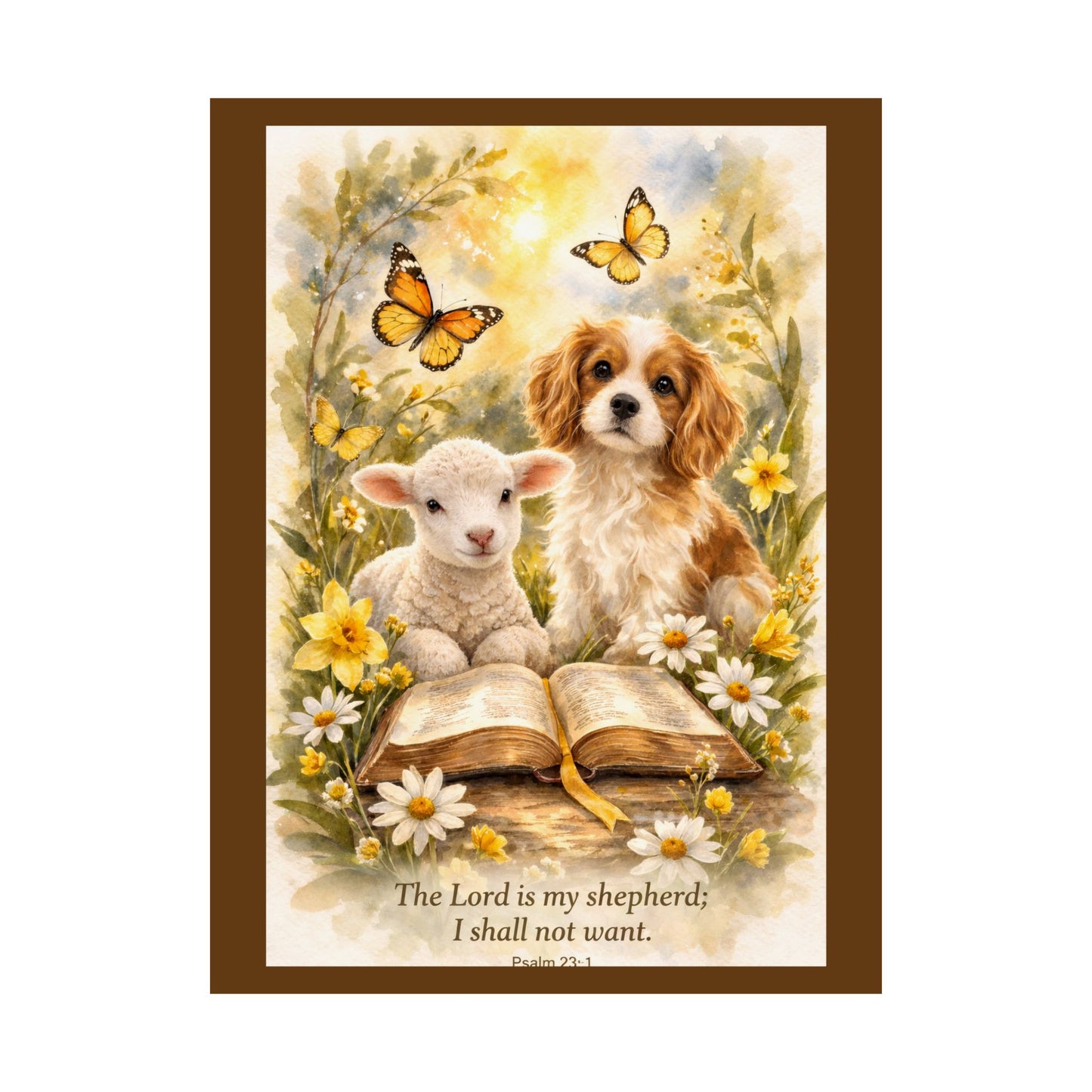 Lamb and Dog Psalm 23:1 Poster