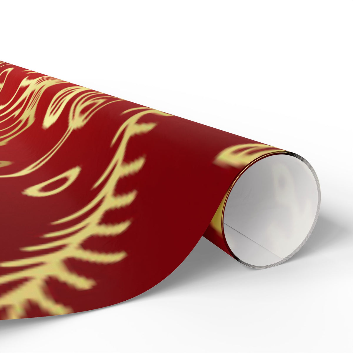 Festive Red & Gold Holiday Wrapping Paper Roll — Elegant Star and Swirl Gift Wrap