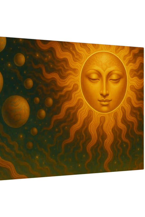 Golden Sun Face Canvas Art — Mystical Solar Wall Decor by Grace Canvas Shop