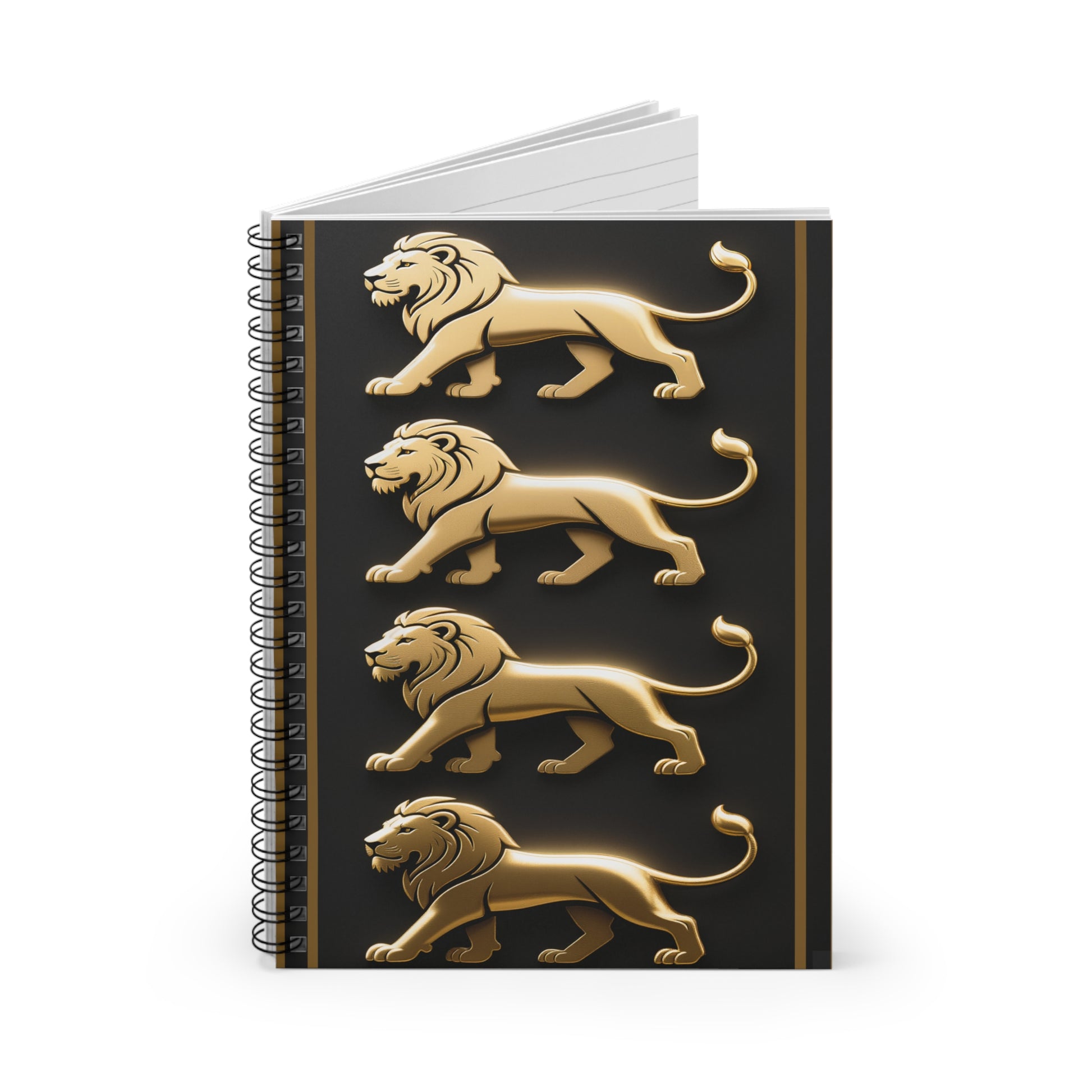 Leo Spiral Notebook — Elegant Black & Gold Journal (Ruled) by Grace Canvas Shop