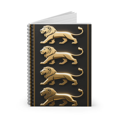 Leo Spiral Notebook — Elegant Black & Gold Journal (Ruled) by Grace Canvas Shop