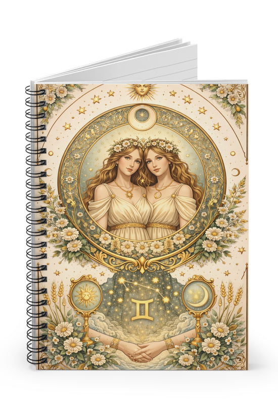 Celestial Gemini Spiral Ruled Journal by Grace Canvas Shop