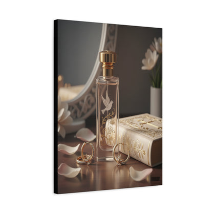 Vanity Perfume Bottle Canvas - Romantic Still Life Matte Wall Art by Grace Canvas Shop