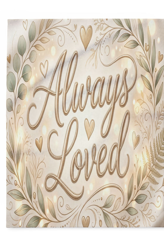 Always Loved Fleece Blanket with Floral Wreath Design