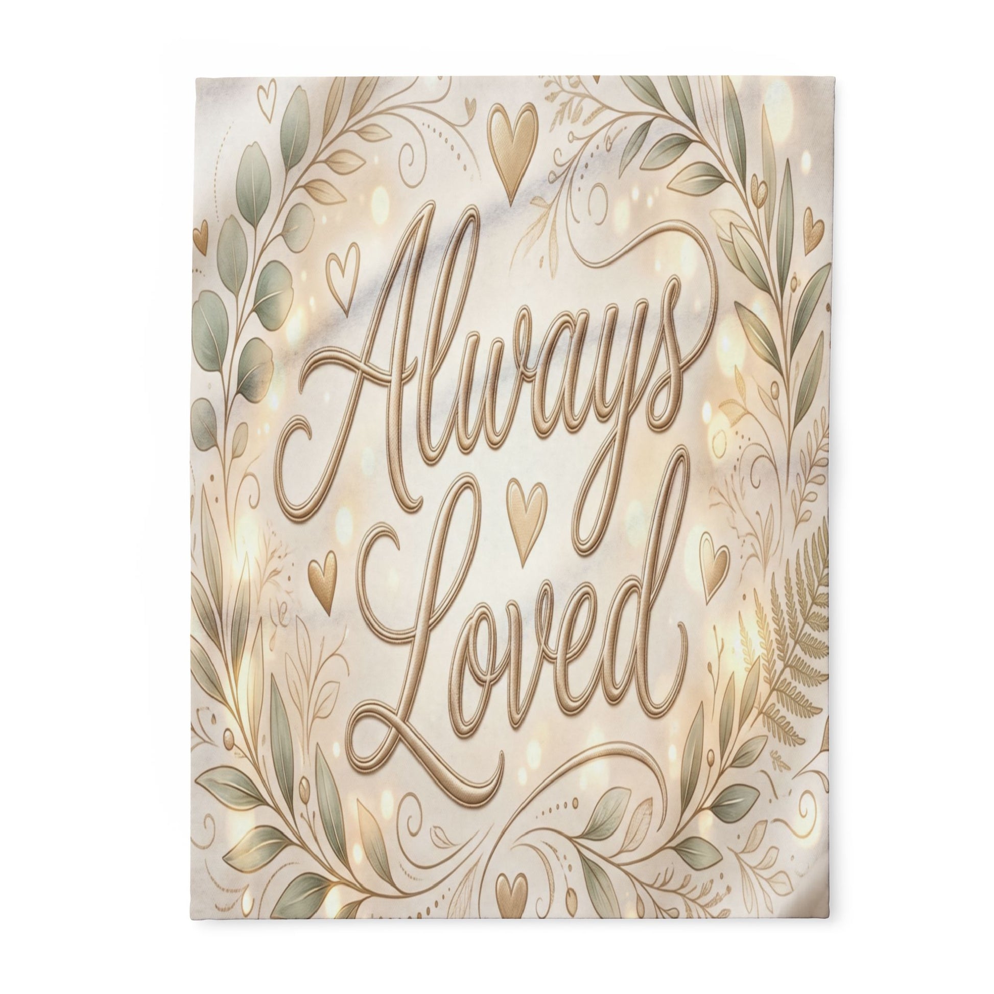 Always Loved Fleece Blanket with Floral Wreath Design