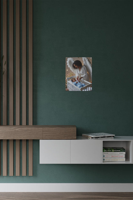 Angel Nursery Satin Poster 2 — Guardian Angel Crib Wall Art (300gsm) by Grace Canvas Shop