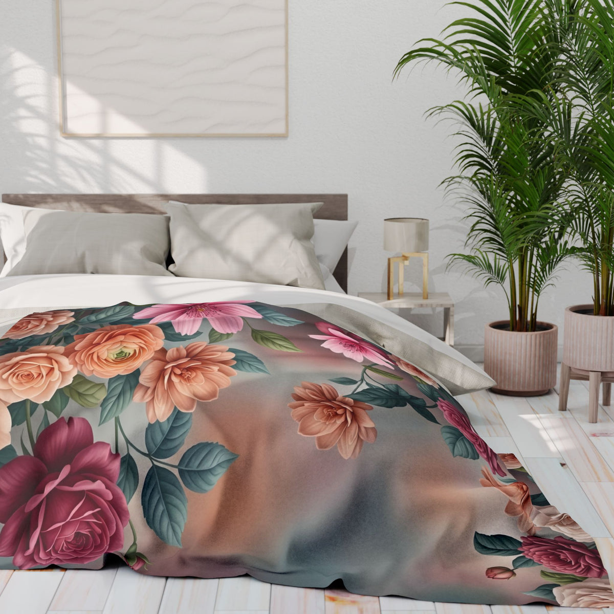 Floral Vintage Fleece Blanket — Rose Garden Arctic Throw