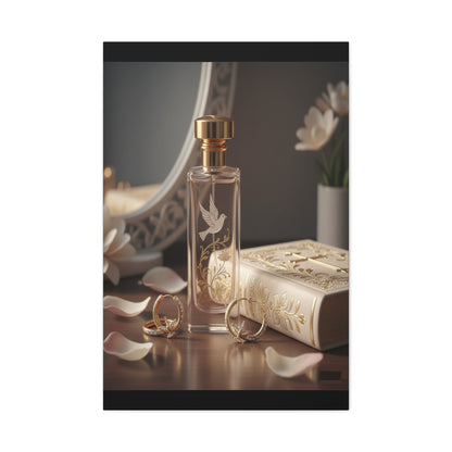 Vanity Perfume Bottle Canvas - Romantic Still Life Matte Wall Art by Grace Canvas Shop
