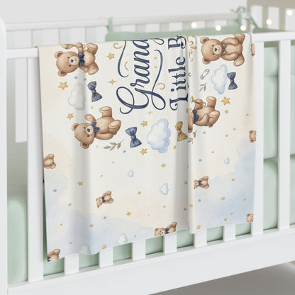 Grandpa's Little Buddy Baby Swaddle2 Blanket - Blue Teddy Bear Newborn Gift
