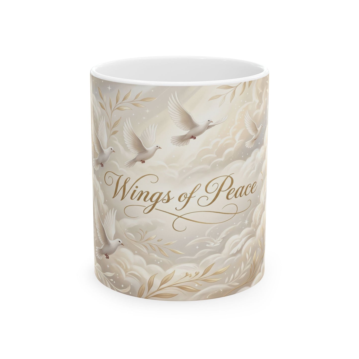 Wings of Peace Ceramic Mug — Dove Peace Inspirational Coffee Cup (11oz & 15oz)
