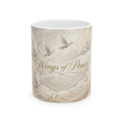 Wings of Peace Ceramic Mug — Dove Peace Inspirational Coffee Cup (11oz & 15oz)