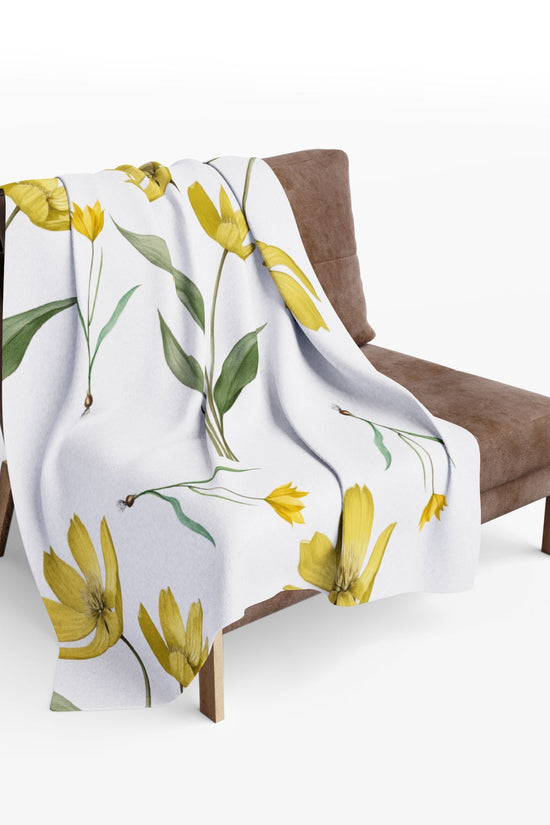 Yellow Watercolor Tulip Throw by Printify