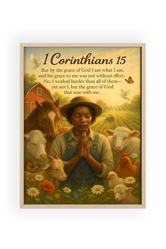1 Corinthians 15 Prayer Farm Poster — Framed Inspirational Bible Verse Wall Art