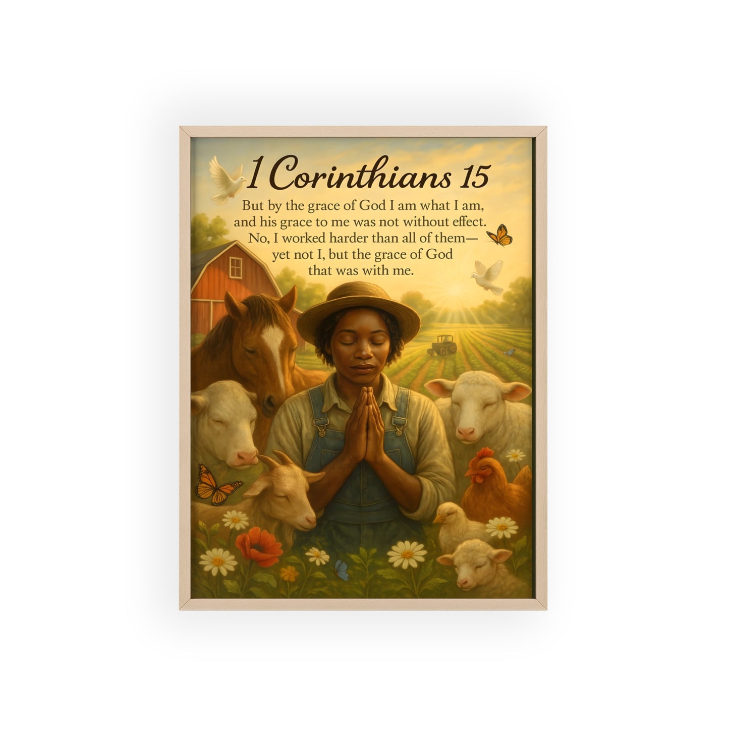 1 Corinthians 15 Prayer Farm Poster — Framed Inspirational Bible Verse Wall Art