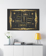 Deus Gold Script Matte Canvas Wall Art Black & Gold Religious Typography by Grace Canvas Shop