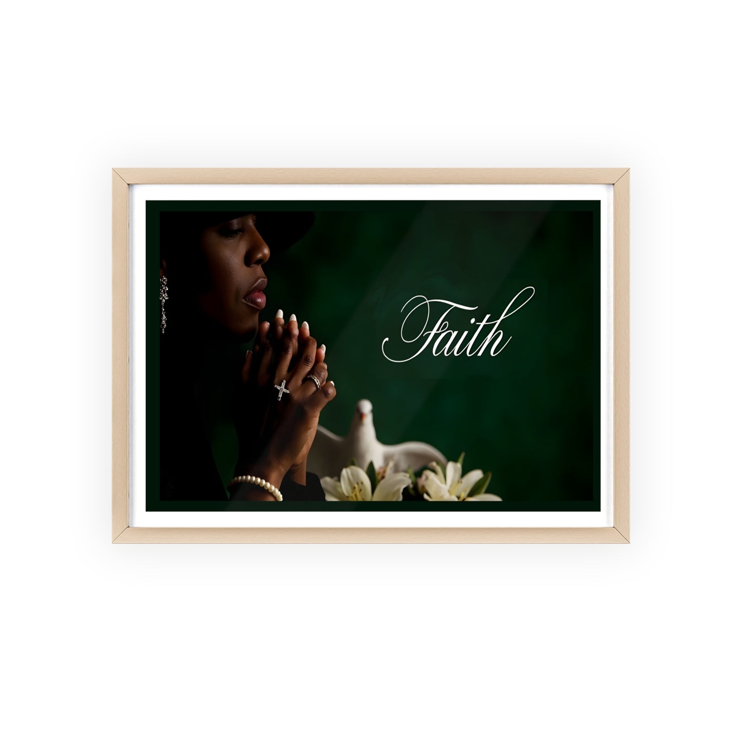 Faith Prayer Wall Poster with Wooden Frame — Inspirational Religious Home Decor