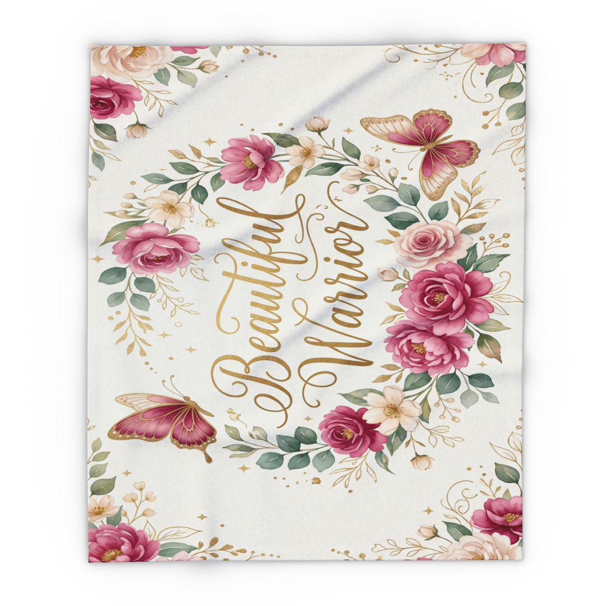 Beautiful Warrior" Floral Throw Fleece Blanket for Comfort & Recovery
