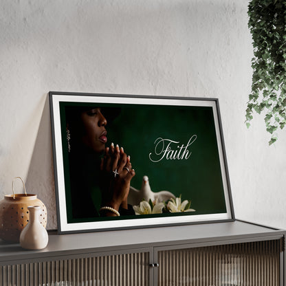 Faith Prayer Wall Poster with Wooden Frame — Inspirational Religious Home Decor