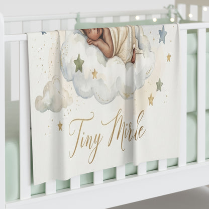 Swaddle Blanket — 'Tiny Miracle' Newborn Sleeping on Cloud Baby Blanket