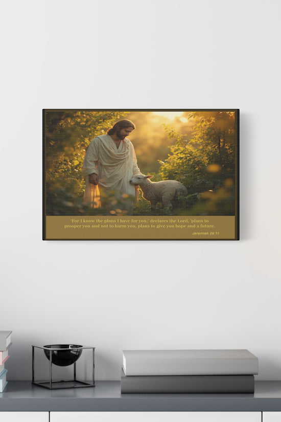 Jesus and the Lamb Jeremiah 29:11 Matte Canvas Print by Grace Canvas