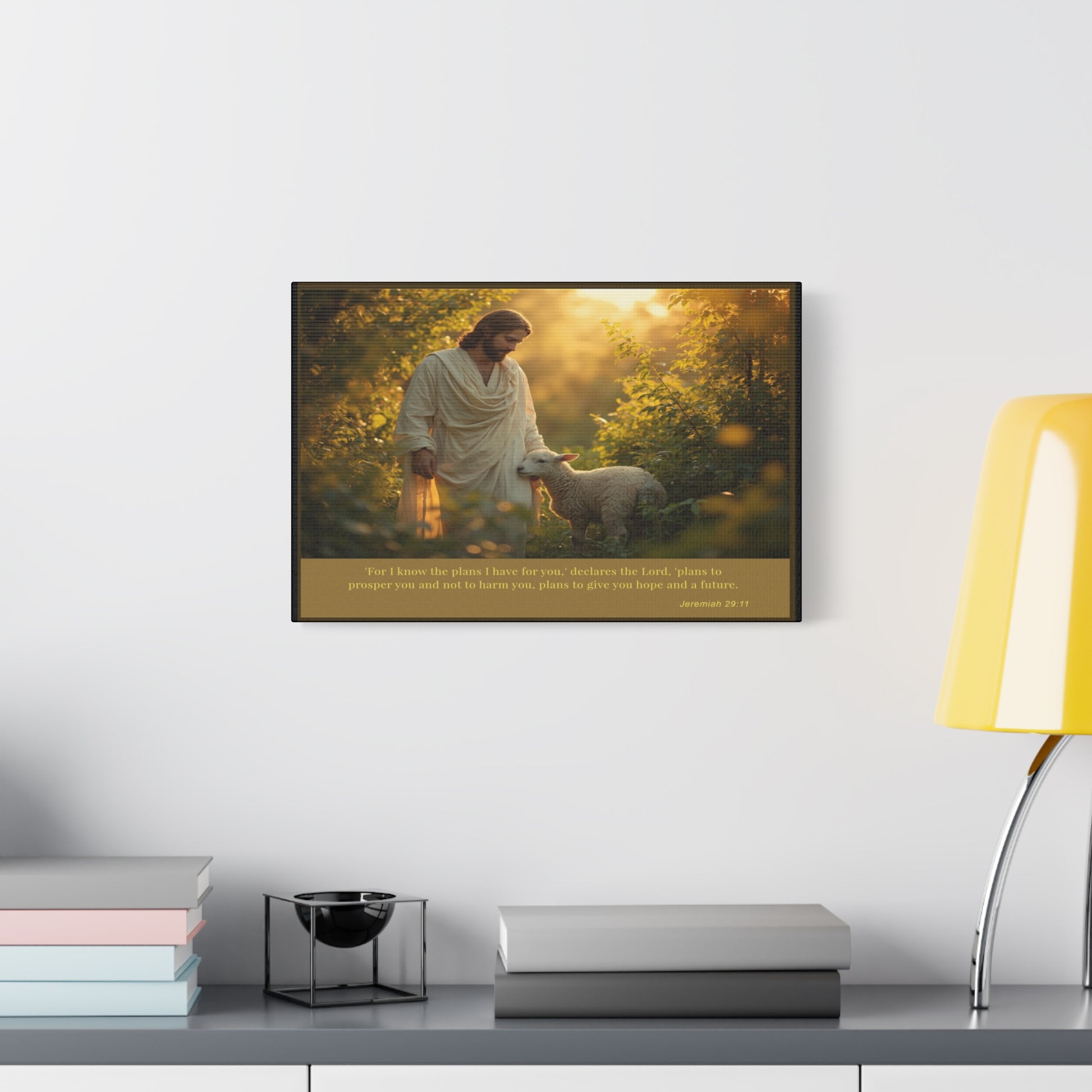 Jesus and the Lamb Jeremiah 29:11 Matte Canvas Print by Grace Canvas