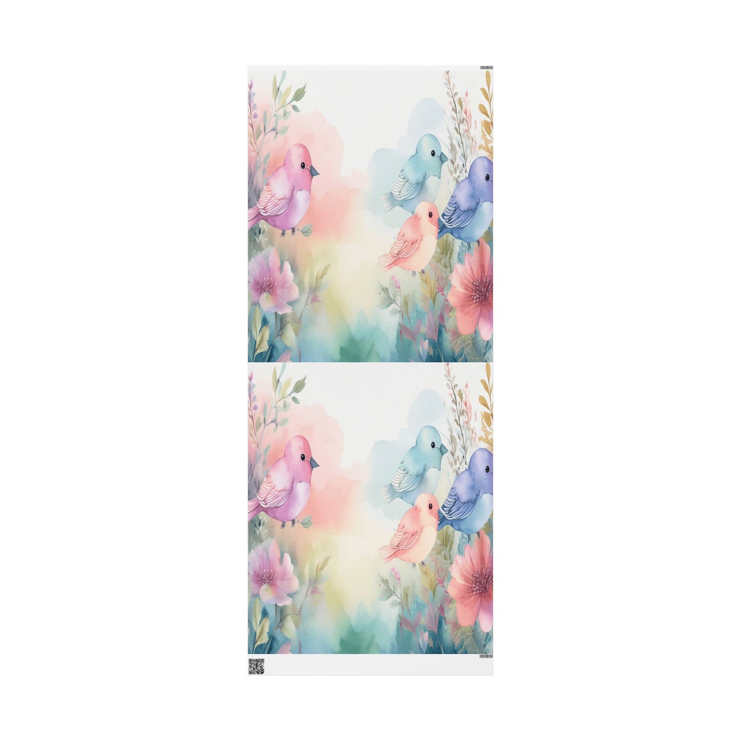 Pastel Bird Floral Wrapping Paper — Watercolor Birds Gift Wrap for Baby Showers & Spring Occasions