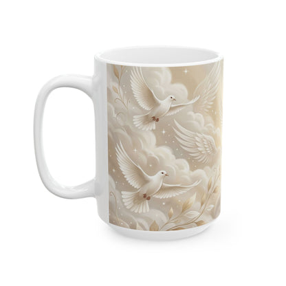 Doves White Ceramic Coffee Mug  (11oz & 15oz)