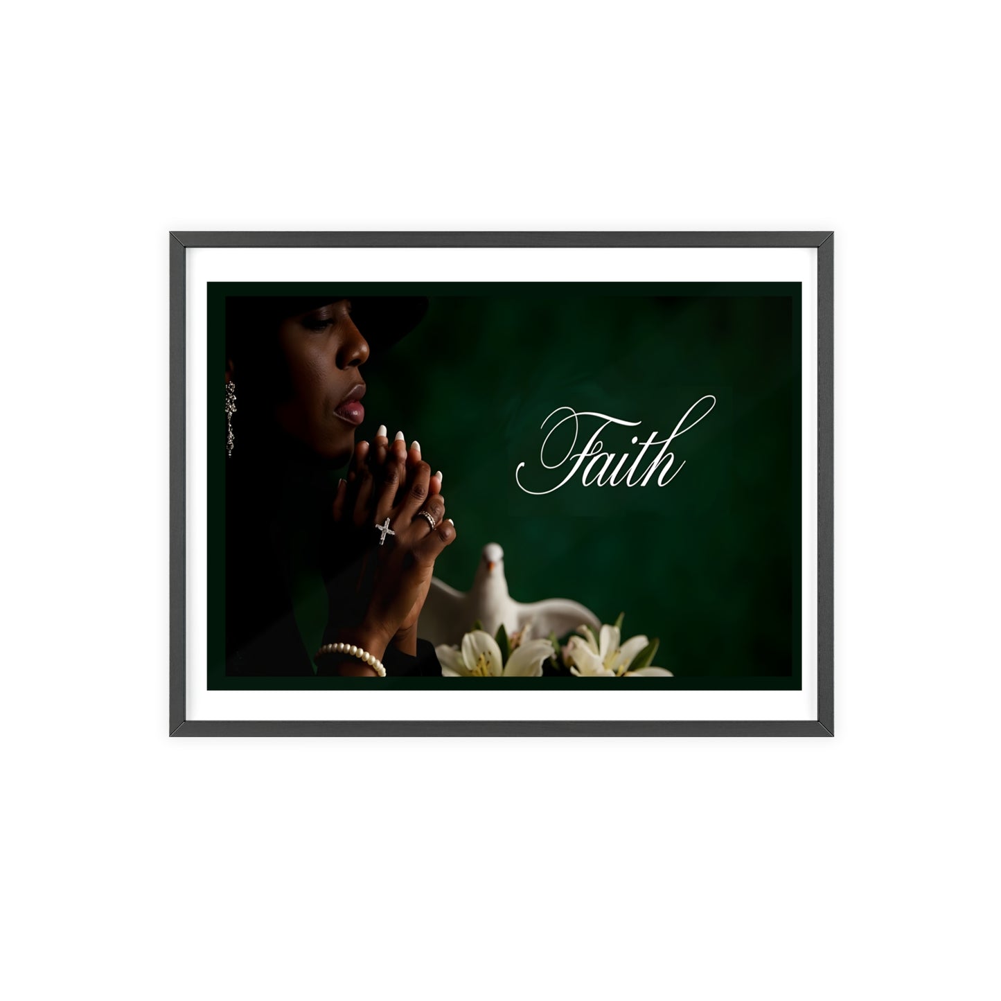 Faith Prayer Wall Poster with Wooden Frame — Inspirational Religious Home Decor