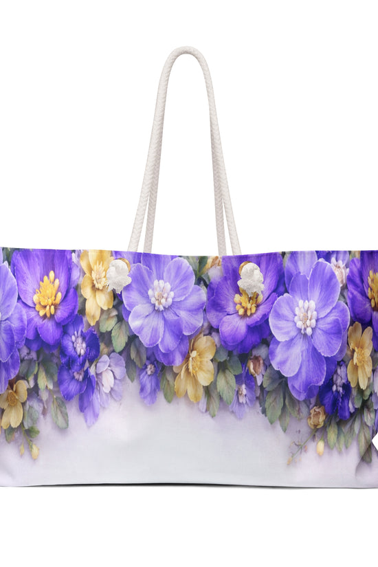 Floral Weekender Bag – Purple & Yellow Watercolor Flower Travel Tote
