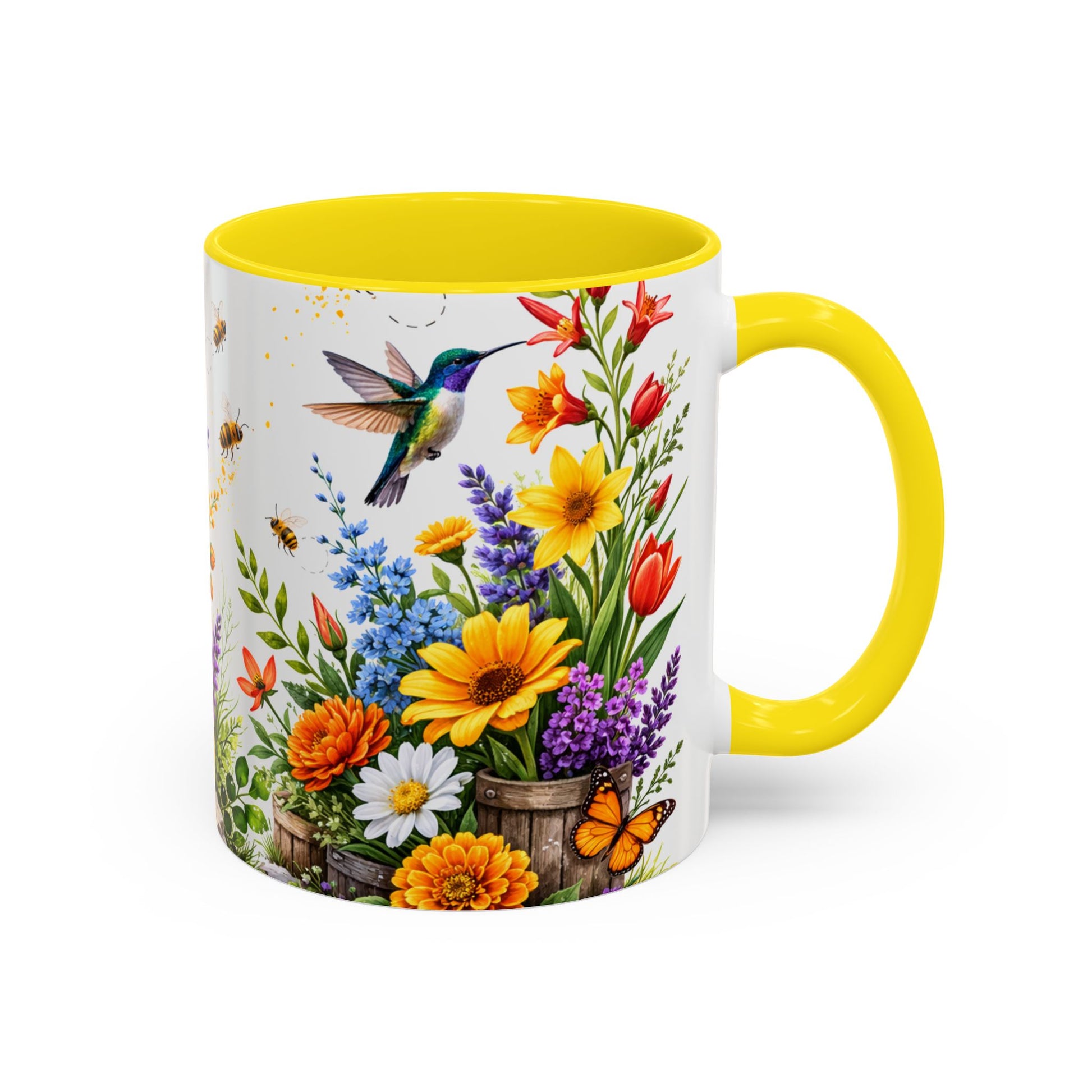 Floral Hummingbird Coffee Mug 11/15oz by Grace Canvas Shop